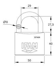 CANDADO IFAM CORTO SERIE K 50MM Nº56930