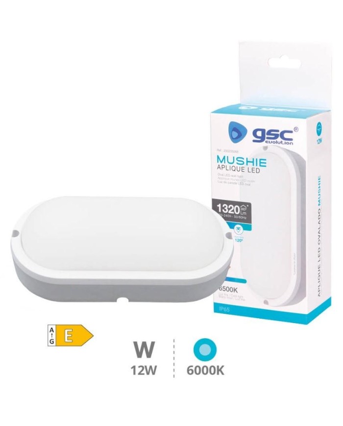 APLIQUE OVALADO LED GSC MUSHIE 12W. 6500K IP65 200205068