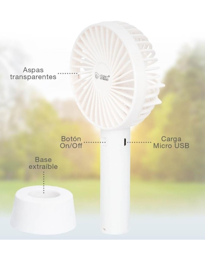 VENTILADOR DE MANO GSC RECARGABLE BLANCO 300010023
