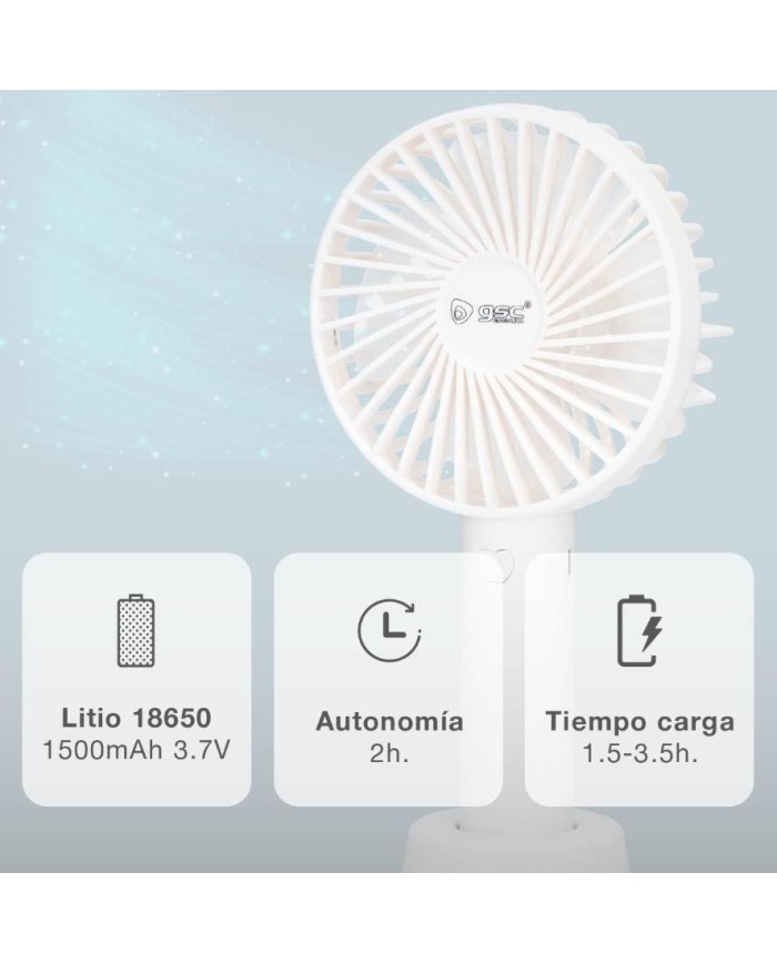 VENTILADOR DE MANO GSC RECARGABLE BLANCO 300010023
