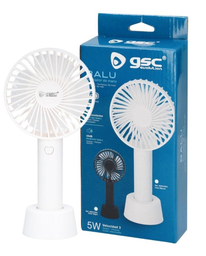 VENTILADOR DE MANO GSC RECARGABLE BLANCO 300010023