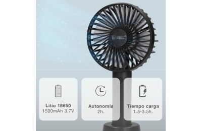 VENTILADOR DE MANO RECARGABLE NEGRO GSC