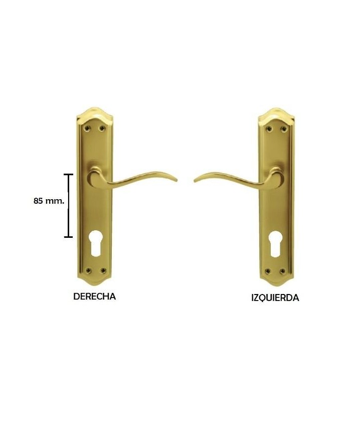 MANIVELA EQ203 LATON BRILLO C/BOCALLAVE 85MM JANDEL (JUEGO)