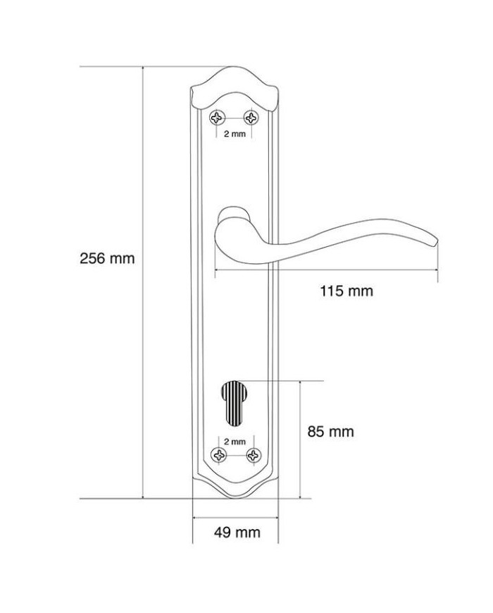 MANIVELA EQ203 LATON BRILLO C/BOCALLAVE 85MM JANDEL (JUEGO)