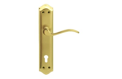 MANIVELA EQ203 LATON BRILLO C/BOCALLAVE 85MM JANDEL (JUEGO)