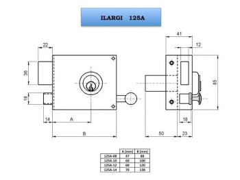 CERRADURA ILARGI 125A  8CM. DERECHA CILINDRO PERFIL