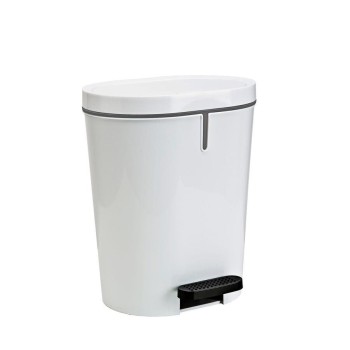 CUBO BASURA PLASTICO OVAL C/PEDAL BLANCO 25LTS.