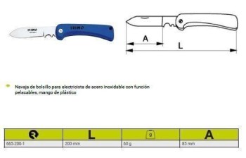 NAVAJA ELECTRICISTA INOXIDABLE IRIMO 200 MM.