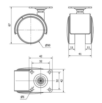 RUEDA GIRATORIA  PLASTICO CON PLACA