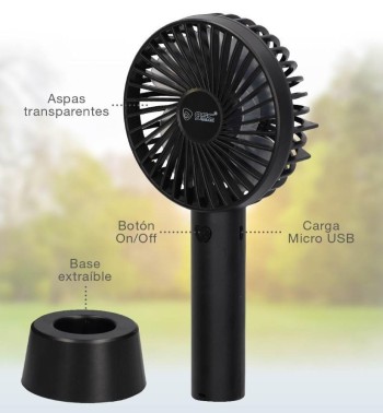 MINI VENTILADOR GSC DE MANO USB RECARGABLE NEGRO