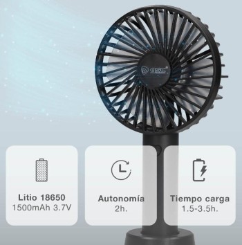 MINI VENTILADOR GSC DE MANO USB RECARGABLE NEGRO