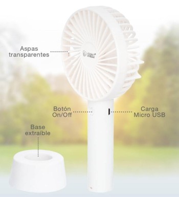 MINI VENTILADOR GSC DE MANO USB RECARGABLE BLANCO