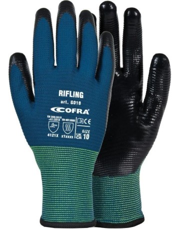 GUANTES COFRA NITRILO NEGRO MOD. RIFLING (12U)