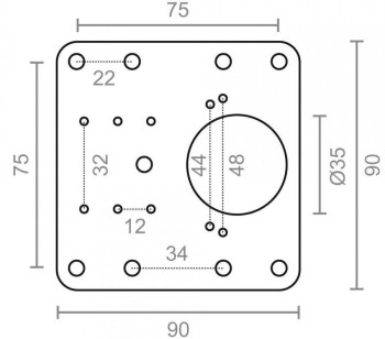 PLACA MICEL REPARACION BISAGRA CAZOLETA 90X90 MM.