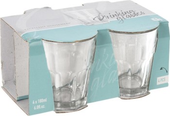 VASOS DE CRISTAL EXCELLENTH 180ML. 4 UDS.