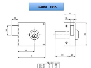 CERRADURA ILARGI 124A  8CM. CILINDRO REDONDO