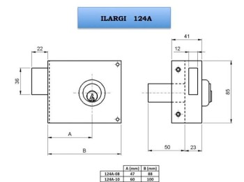 CERRADURA ILARGI 124A  8CM. CILINDRO REDONDO