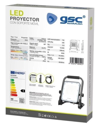 FOCO LED EXTERIOR GSC C/SOPORTE MOVIL 50W. 6500K