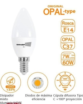 LED VELA C37 BATTERYLIGHT 7W. E14 6000K