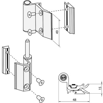 BISAGRA DESLIZANTE ALUMINIO BLANCA