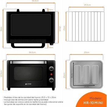 MINI HORNO-TOSTADOR GRUNKEL 10 LTS. 800W.