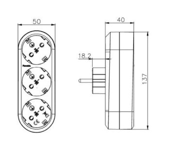 CLAVIJA TRIPLE FRONTAL 16-A T.T. 250V. REF.1333