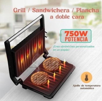 PLANCHA GRILL SANDWICHERA JUANITA 2 REB. 750W.