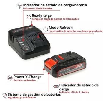 CARGADOR + BATERIA LITIO EINHELL PXC STARTER KIT 18V. 2'5AH.