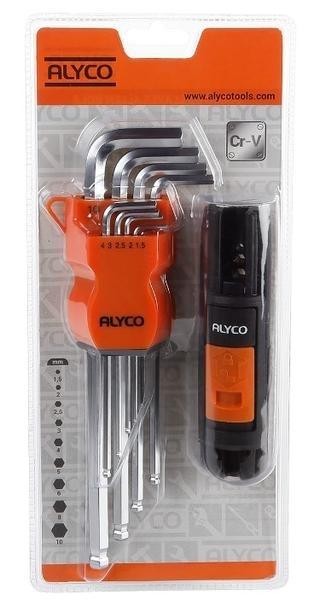 LLAVE ALLEN LARGA HEXAGONAL ALYCO MANGO EN T (JUEGO 9PZS.)