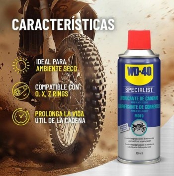 LUBRICANTE WD40 SPECIALIST MOTO CADENAS 400 ML.