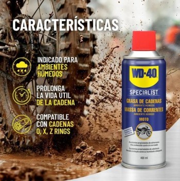 GRASA WD40 SPECIALIST MOTO CADENAS 400 ML.