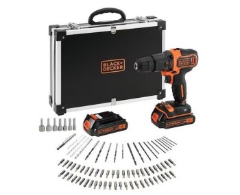 TALADRO PERCUTOR 18V BLACK & DECKER 2 BATERIAS 1,5Ah 80ACCESORIOS Y MALETIN