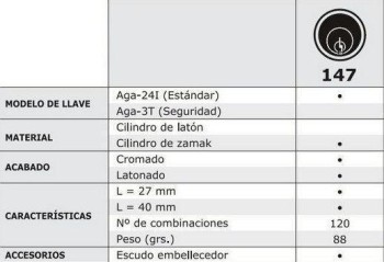 CERRADURA CON PULSADOR R-147 CROMADA AGA