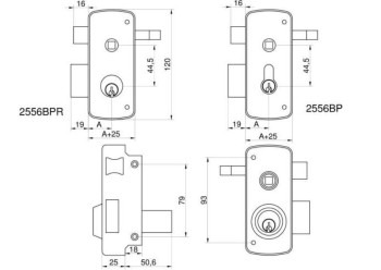 CERRADURA MCM 2556-BPR/60 MM.