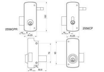 CERRADURA MCM 2556-CP/70 MM.