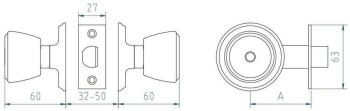 CERRADURA MCM-POMO 509-3/3 LATON MATE