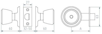 CERRADURA MCM-POMO 510-3/3 LATON MATE