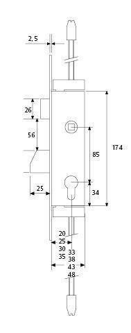 CERRADURA TESA 2210-20 3NI BASCULANTE