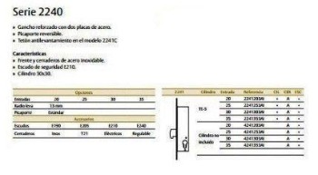 CERRADURA TESA 2241-20-3 NI (GANCHO)