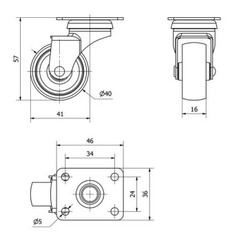 RUEDA GIRATORIA TW0164 (484-30) CON PLACA