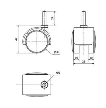 RUEDA GIRATORIA  PLASTICO ESPIGA LISA