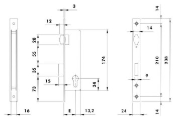 CERRADURA TESA T2B3566 LE 3 PUNTOS