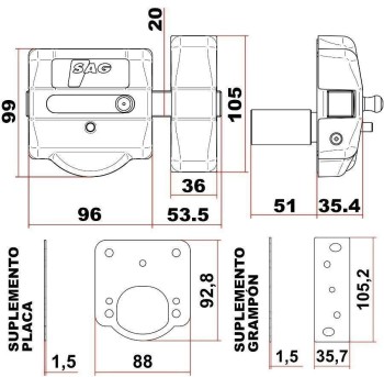 CERROJO SAG MODELO CSI (AACP0038) LATONADO