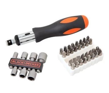 DESTORNILLADOR  BLACK & DECKER CARRACA (JUEGO 40PZAS.)