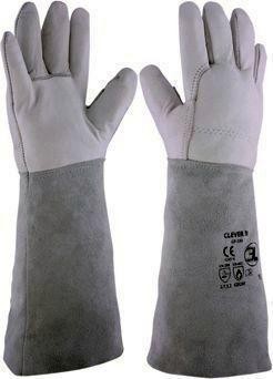 GUANTES PIEL GRIS LARGO (12U)