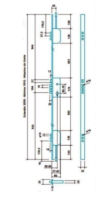 CERRADURA EZCURRA E2000B/3 ESMALTADA 3PUNTOS