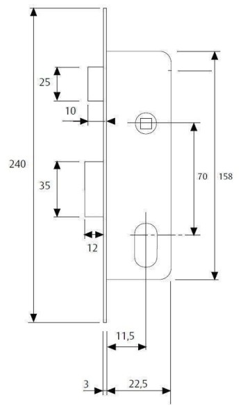 CERRADURA TESA 2220-12 NM (CILINDRO OVALADO).