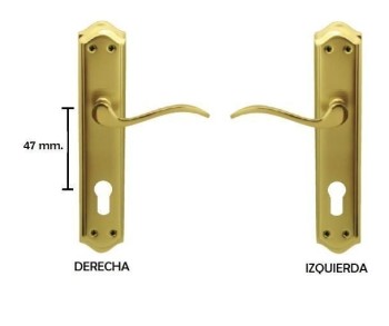 MANIVELA EQ203 LATON BRILLO C/BOCALLAVE 47MM JANDEL (JUEGO)